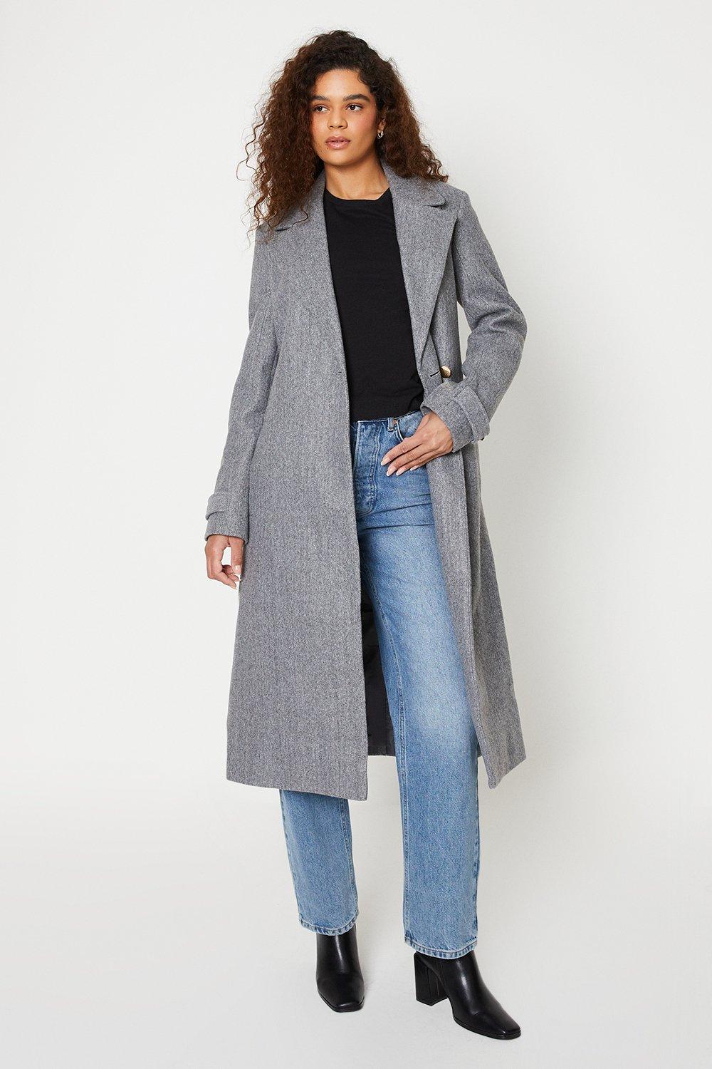 Womens Tall Longline Belted Coat